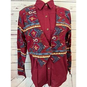 Ozark Mountain Shirt Western Cowgirl Southwestern Vintage Medium Rodeo NWT Vest